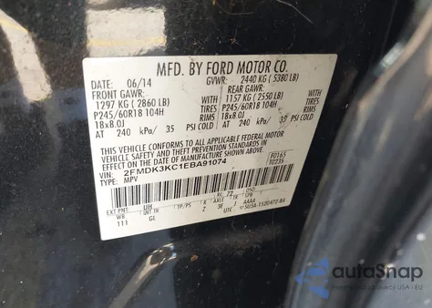 2014 Ford Edge Limited z USA, uszkodzony, nr VIN 2FMDK3KC1EBA91074